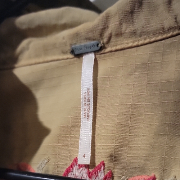 Free People Olive Utility Jacket with Floral Embroidery - Picture 8 of 11